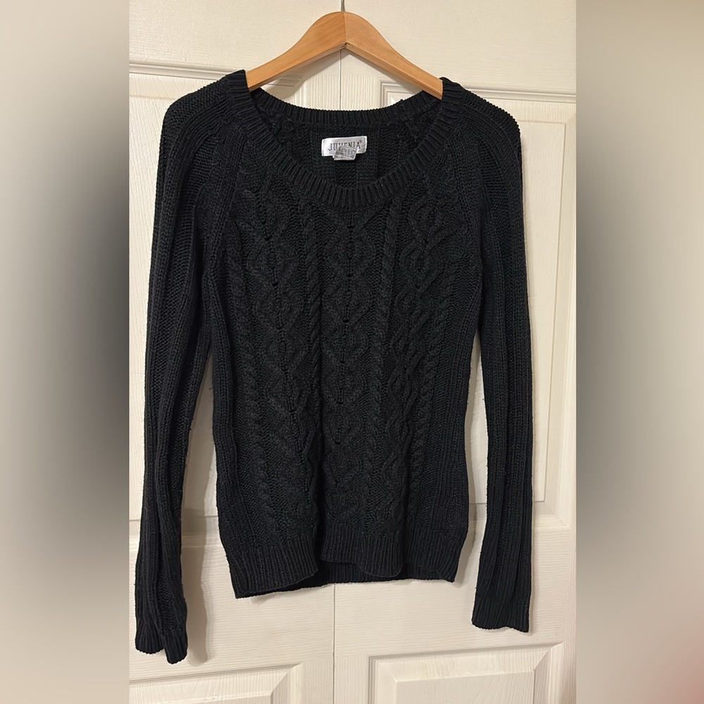 Avenue Black Cable Knit Sweater